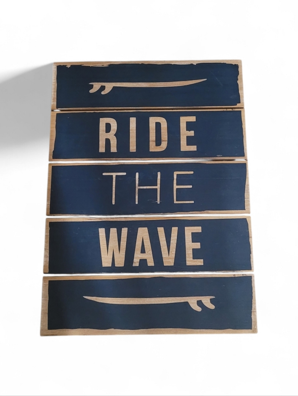 Pillowfort Navy and Natural 'Ride the Wave' Wooden Wall Sign